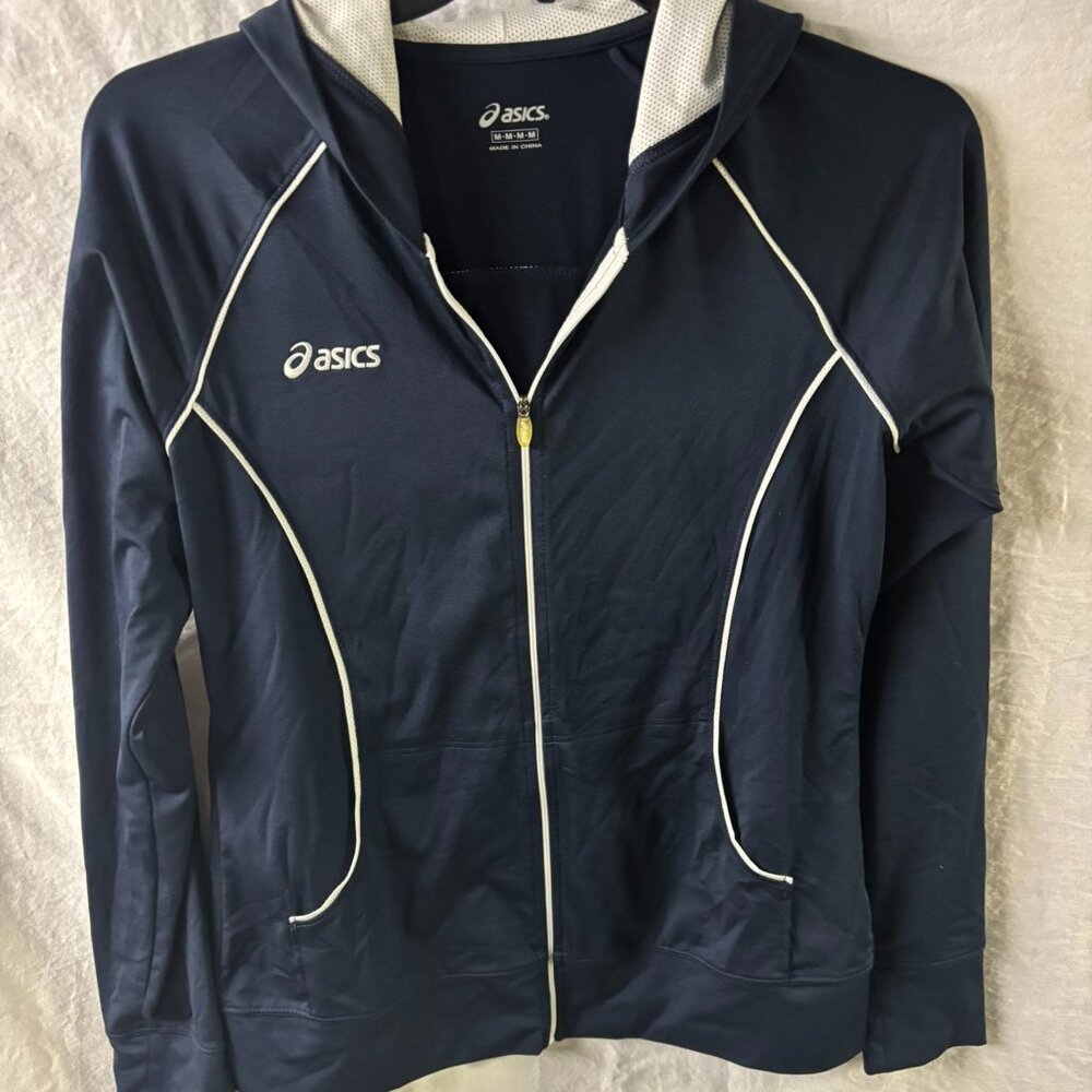 Asics Women's Alana Jacket Activewear Workout Blue White Zip-SZ.-M